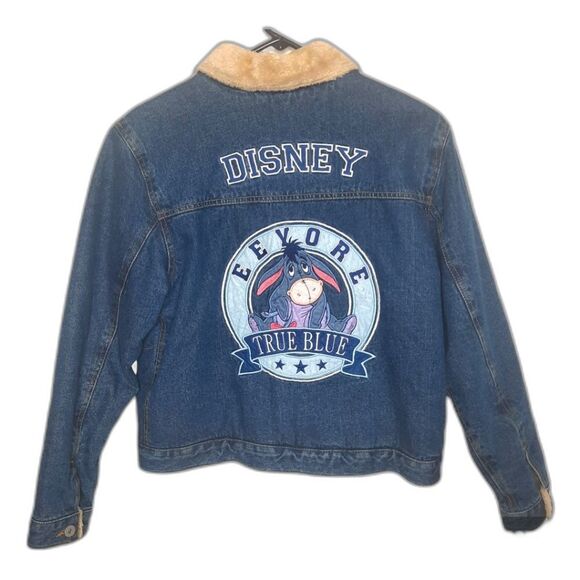 Disney Eeyore Denim Faux Fur Jacket Size Medium - Picture 1 of 9